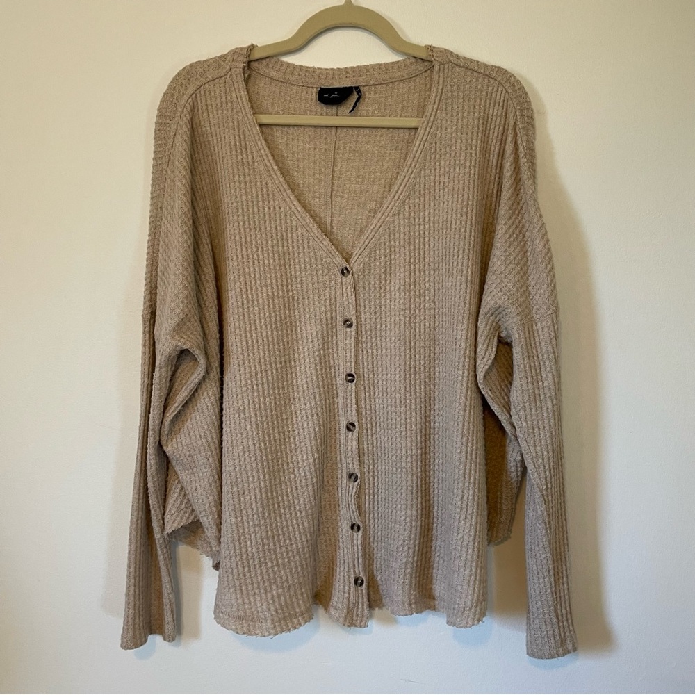 Waffle Button Front Top | Urban Outfitters